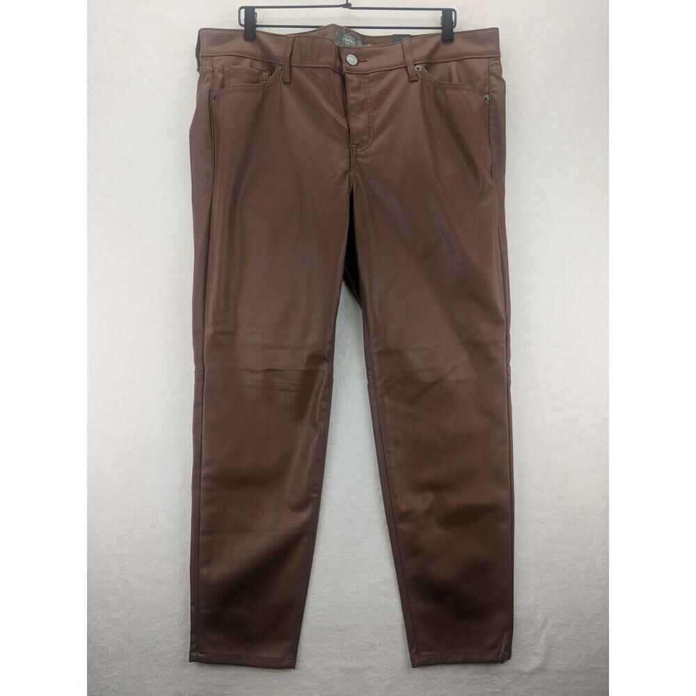 Torrid Perfect Skinny Faux Leather High Rise Pants 16T NWT Root Beer/Brown
